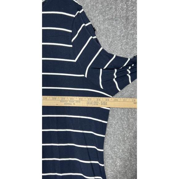 Attitudes by Renee Tunic Top Womens Size 2X Navy Blue White Striped Stretch - Picture 6 of 7